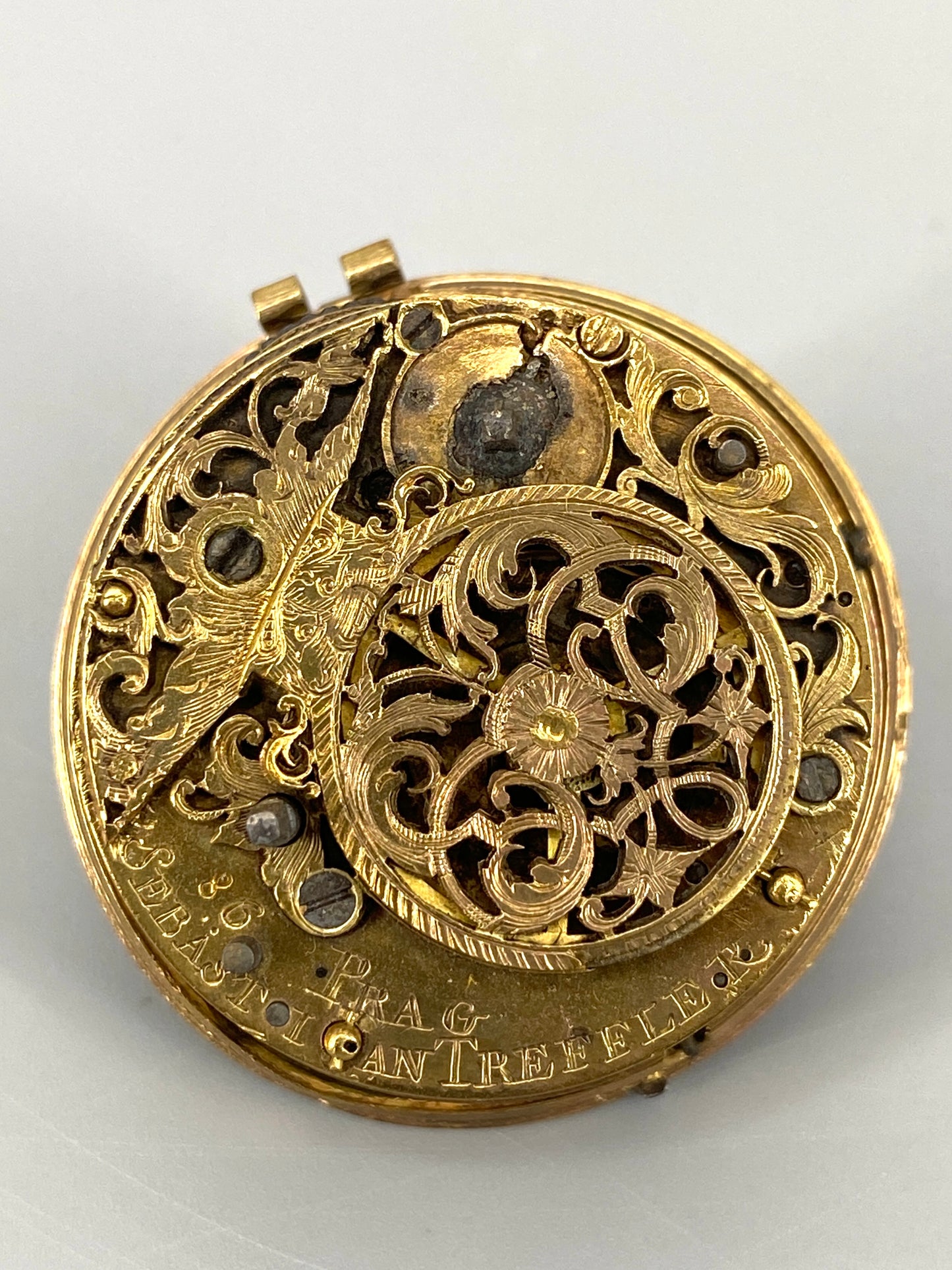 Antikes Spindel-Taschenuhr Werk von 1786, Sebastian Treffler aus Prague