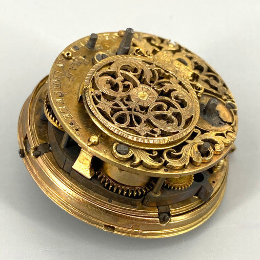 Antikes Spindel-Taschenuhr Werk von 1786, Sebastian Treffler aus Prague