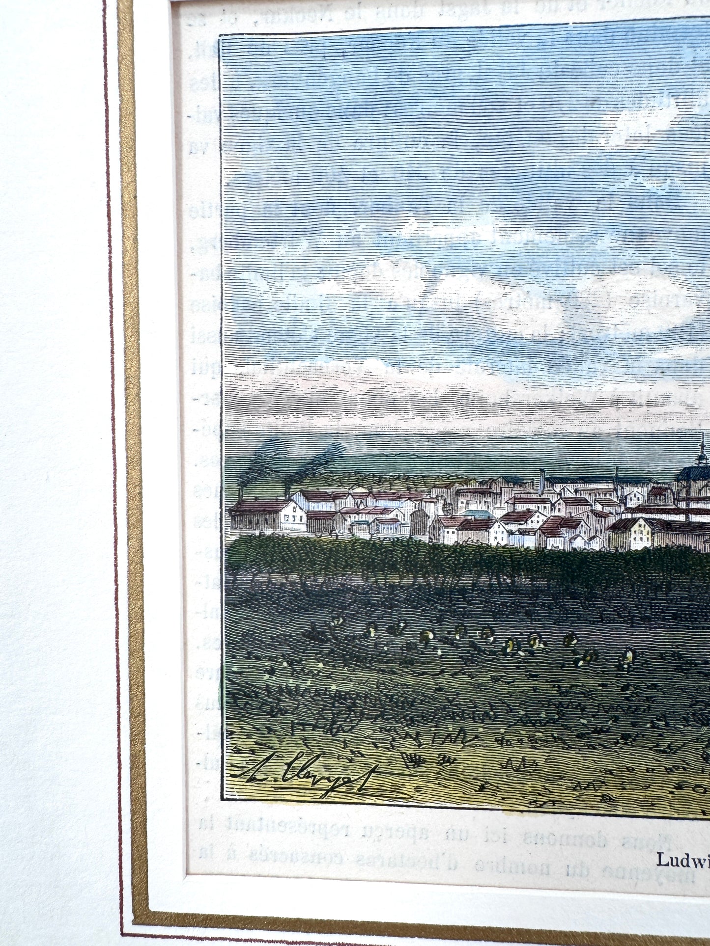 Stadtansicht Ludwigsburg, Hubert Clerget. Holzstich