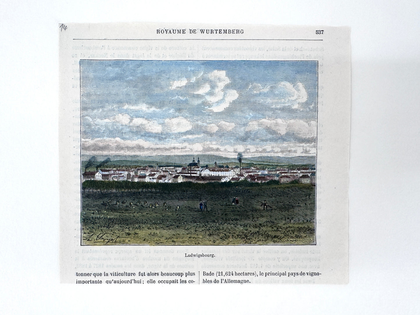 Stadtansicht Ludwigsburg, Hubert Clerget. Holzstich