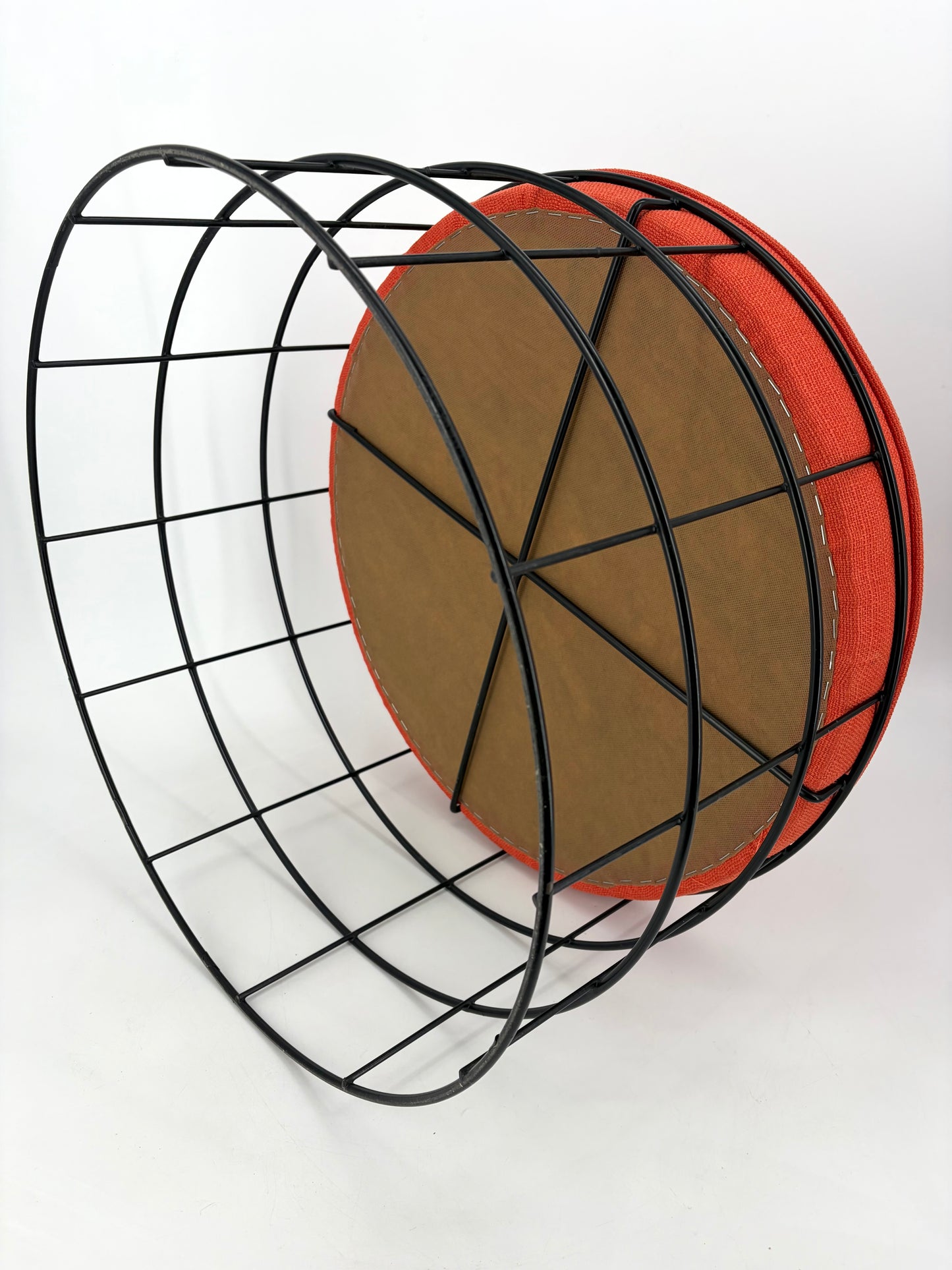 Mid Century Design Sitzhocker T 1aus Drahtgeflecht mit neuem Sitzkissen von Verner Panton für Plus Linje Kopenhagen, Dänemark 1960er