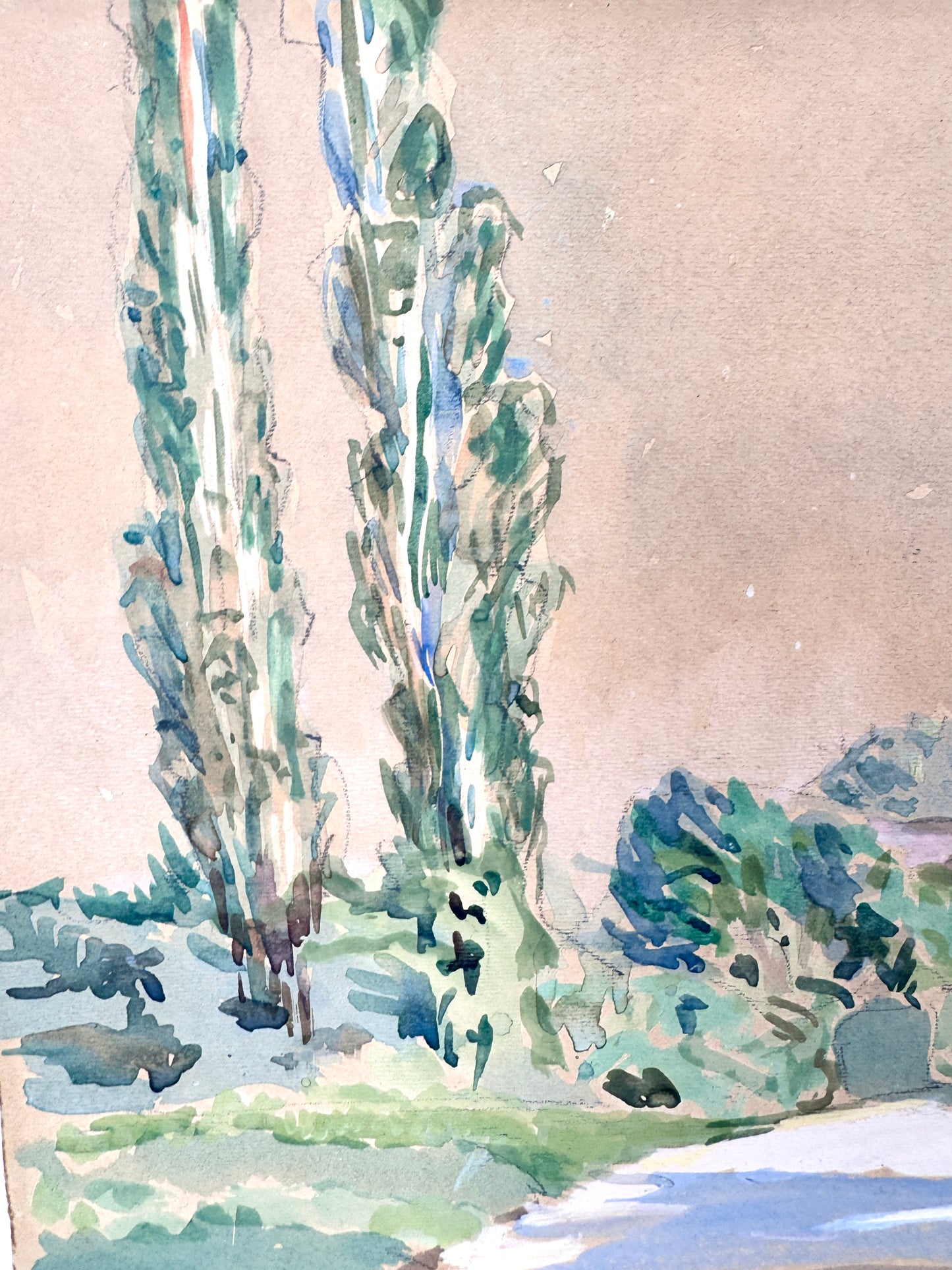 Ländliche Szene, Sommerlich. Aquarell
