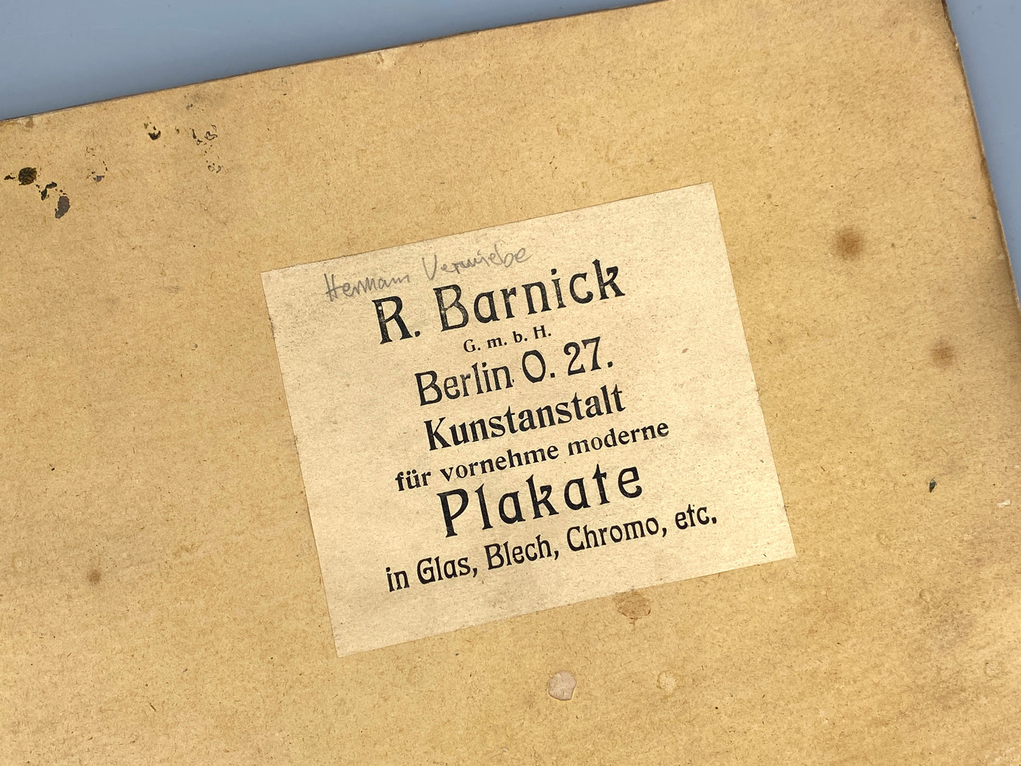 Ölgemälde um 1910, vermutlich von Hermann Verwiebe mit einem Aufkleber der Kunstanstalt R. Barnick, Berlin