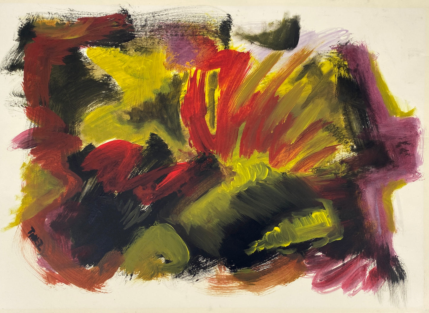 Signiertes Acrylgemälde auf Papier von Stefan Thiel im Stil der Neuen Wilden, 1980er Jahre