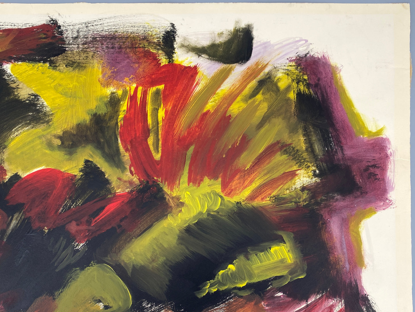 Signiertes Acrylgemälde auf Papier von Stefan Thiel im Stil der Neuen Wilden, 1980er Jahre