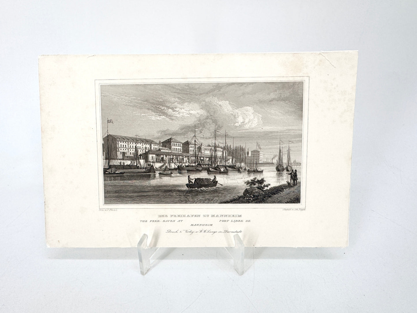 Der Freihafen zu Mannheim. Stahlstich.