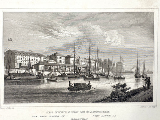 Der Freihafen zu Mannheim. Stahlstich.