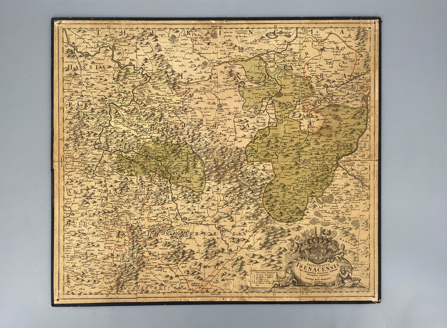 Antike Kupferstich-Landkarte Thüringiens von Johann Baptist Homann, nach 1730 in Nürnberg