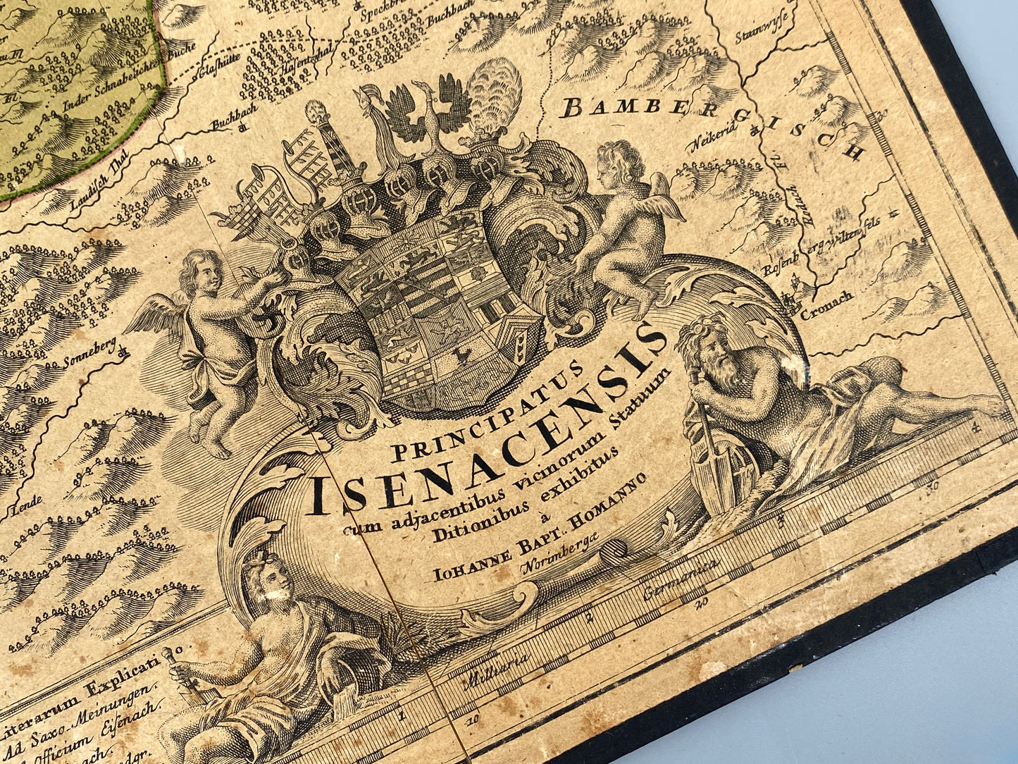 Antike Kupferstich-Landkarte Thüringiens von Johann Baptist Homann, nach 1730 in Nürnberg