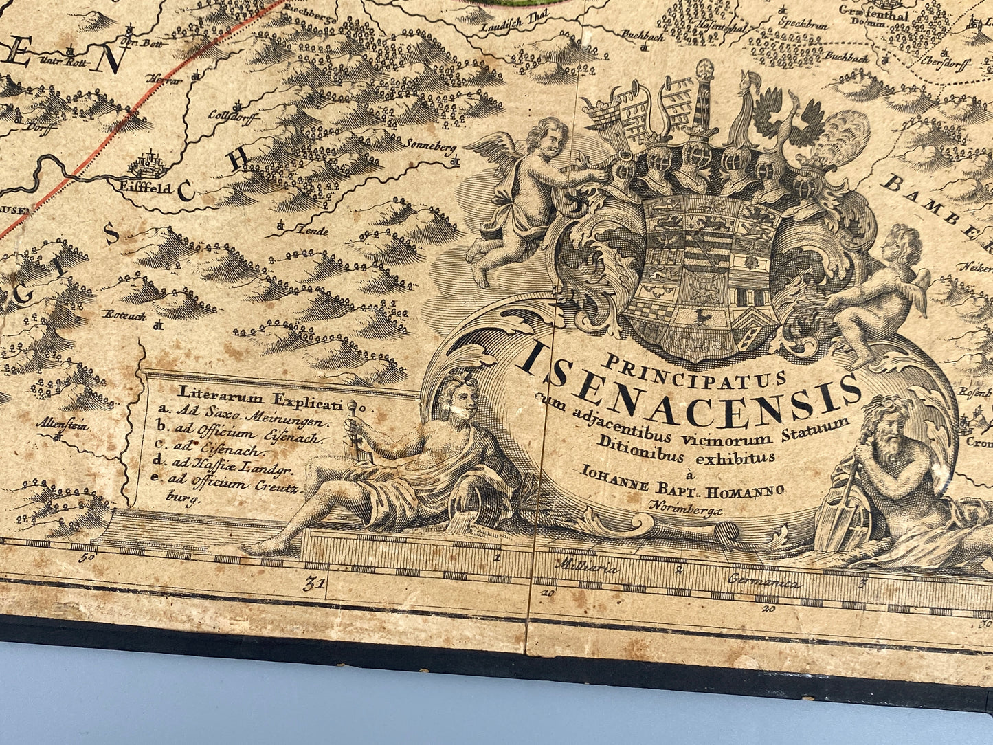 Antike Kupferstich-Landkarte Thüringiens von Johann Baptist Homann, nach 1730 in Nürnberg