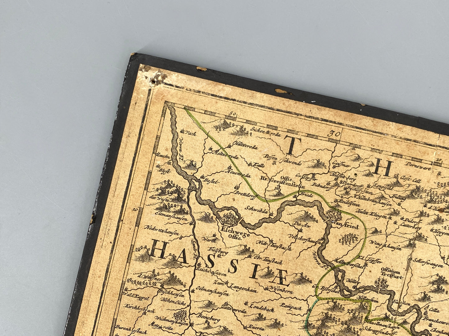 Antike Kupferstich-Landkarte Thüringiens von Johann Baptist Homann, nach 1730 in Nürnberg