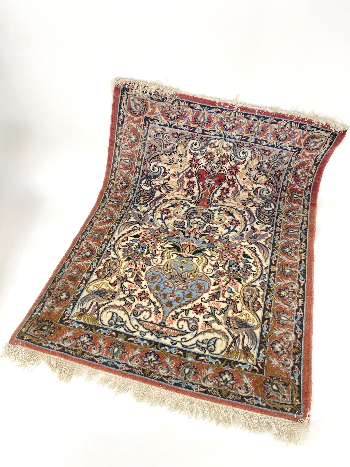 Isfahan Perser Orient Teppich, aus Korkwolle und Seide