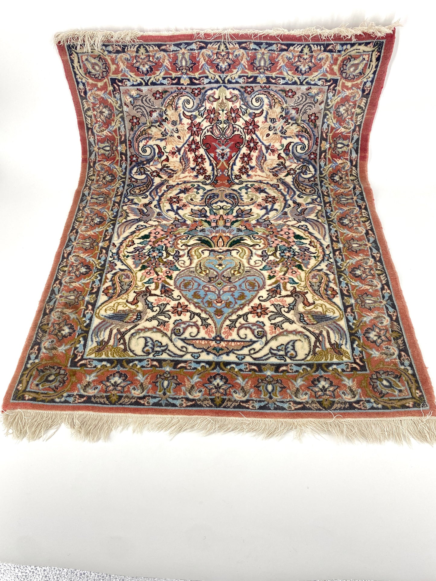 Isfahan Perser Orient Teppich, aus Korkwolle und Seide