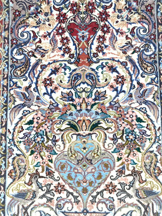 Isfahan Perser Orient Teppich, aus Korkwolle und Seide