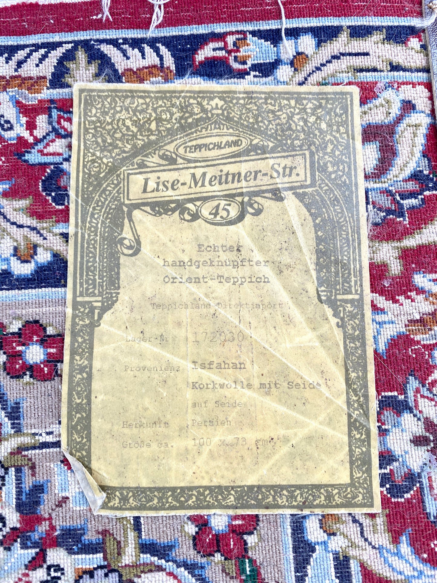 Isfahan Perser Orient Teppich, aus Korkwolle und Seide