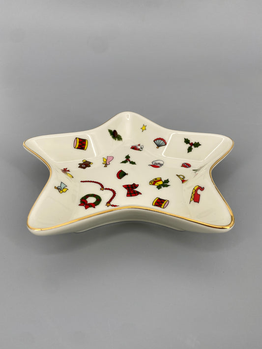 Taitù Porzellanschale von Bergamin, Sternenmotiv der Noël Oro-Kollektion, Italien, 1980er