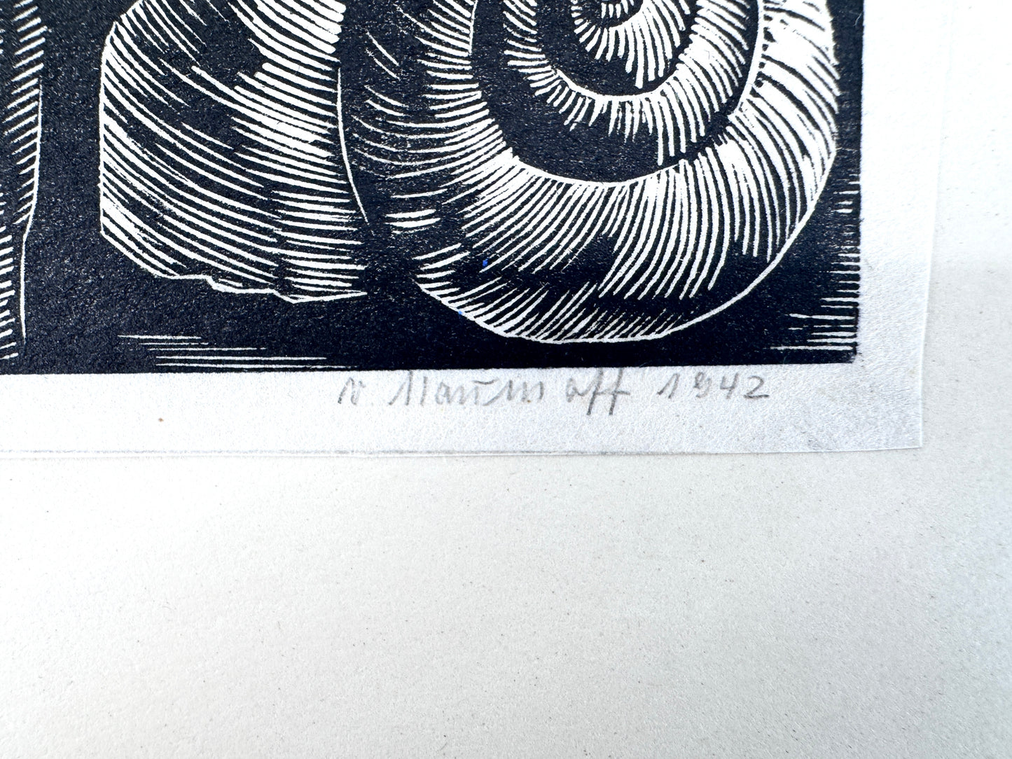 Holzschnitt, Expressionistisch. Bauer mit Vieh.