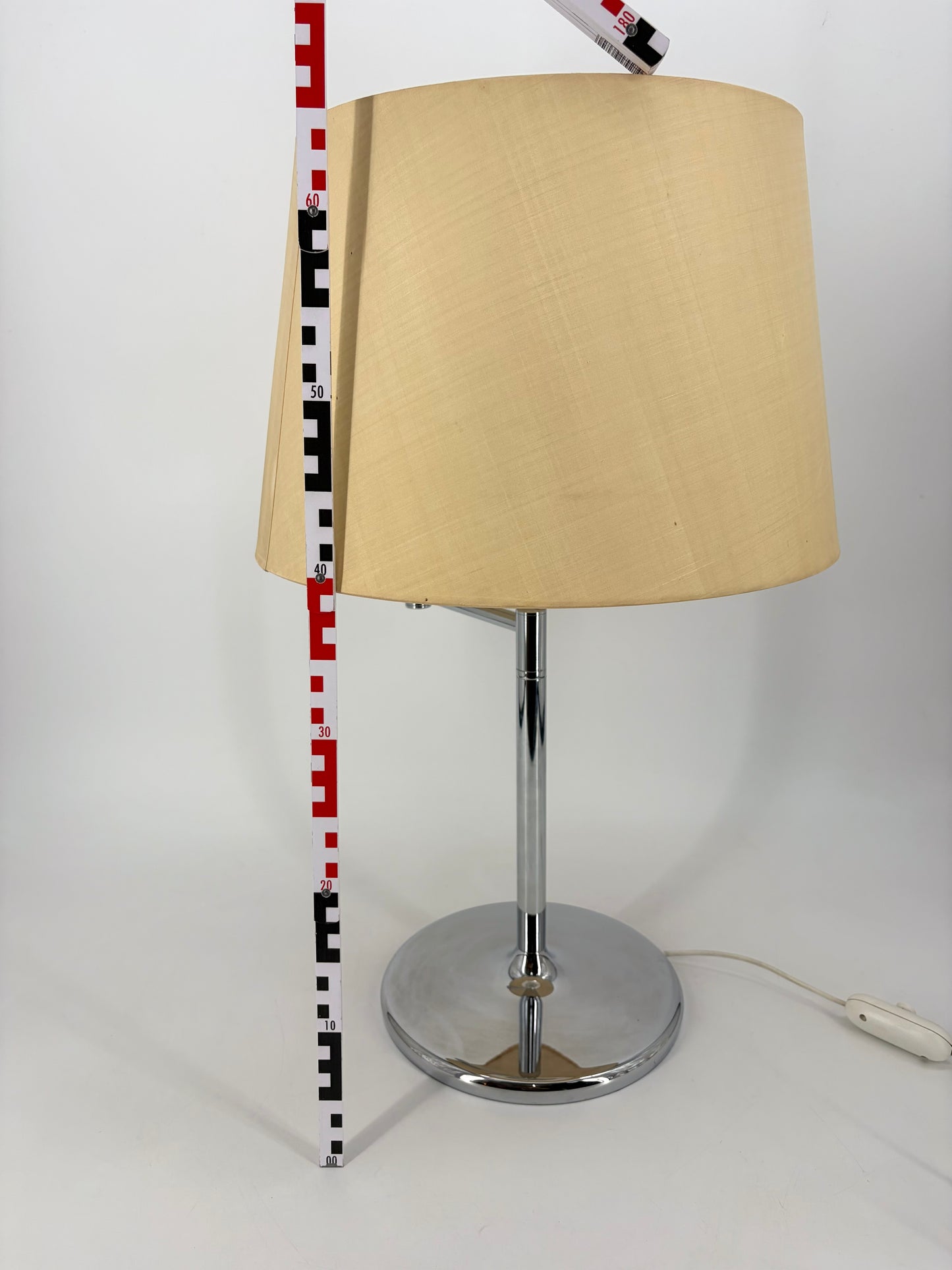Mid Century Design Tischlampe "Schwenkomat" mit Stoffschirm von Swisslamps, Schweiz, 1970er