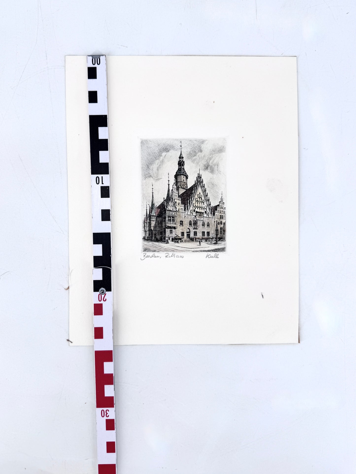 Rathaus Breslau. Radierung, signiert.