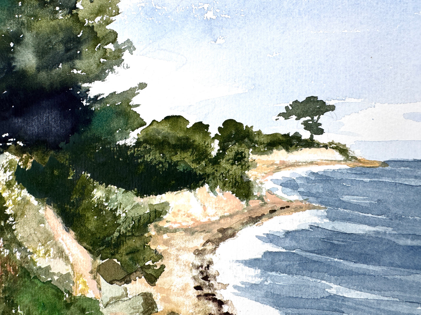 Küstenlandschaft, Aquarell. Signiert, 70er Jahre
