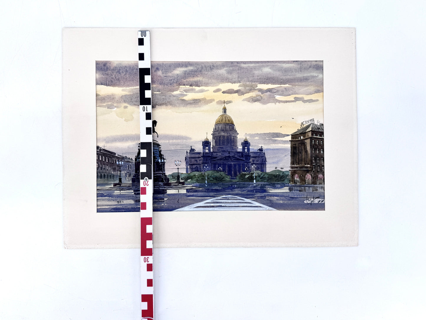 Der Isaaksplatz in St. Petersburg. Aquarell, 90er
