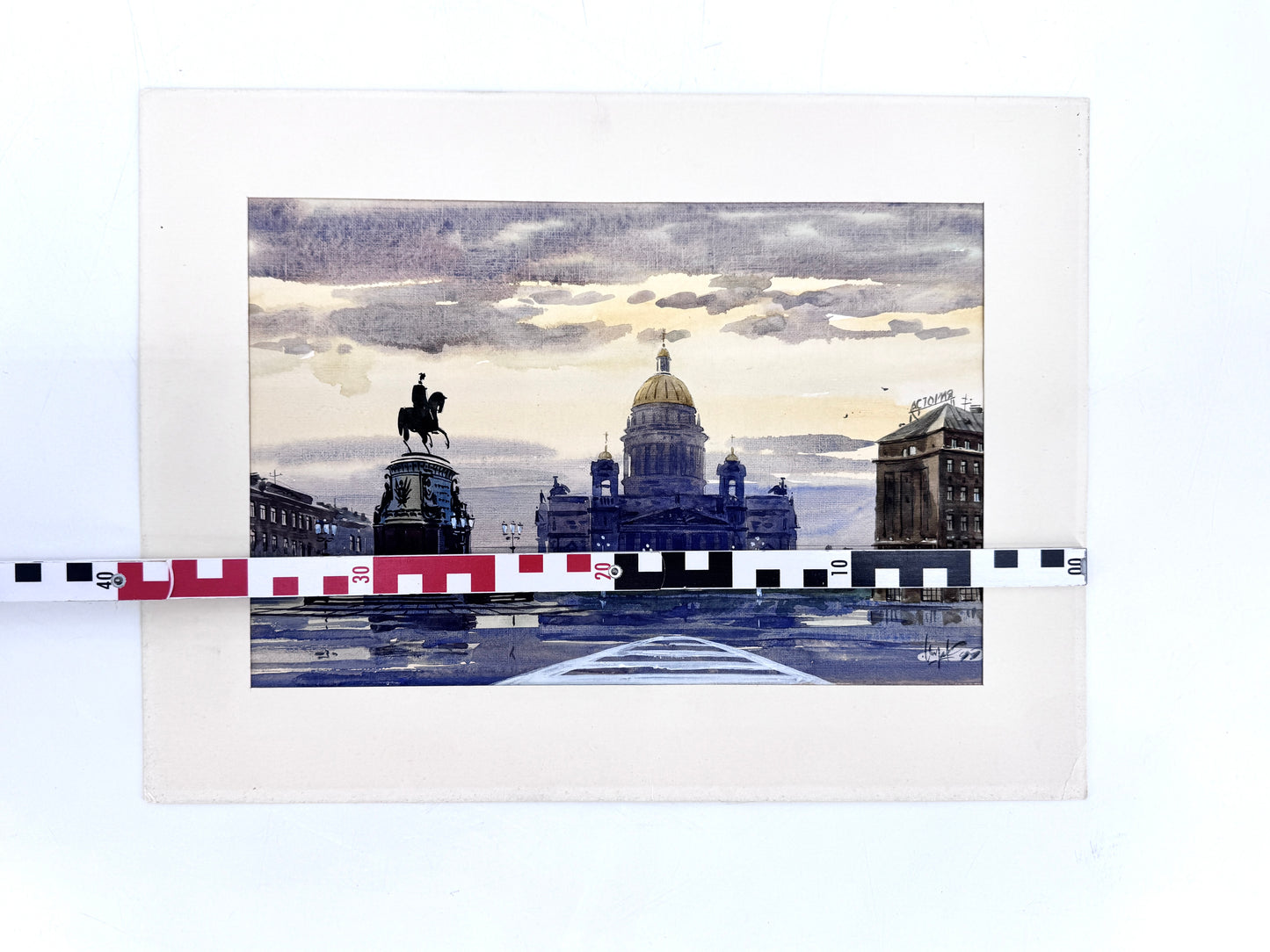 Der Isaaksplatz in St. Petersburg. Aquarell, 90er