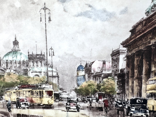 Grafik Berlin, Brandenburger Tor und Reichstag. Heliogravüre Reinhard Bartsch