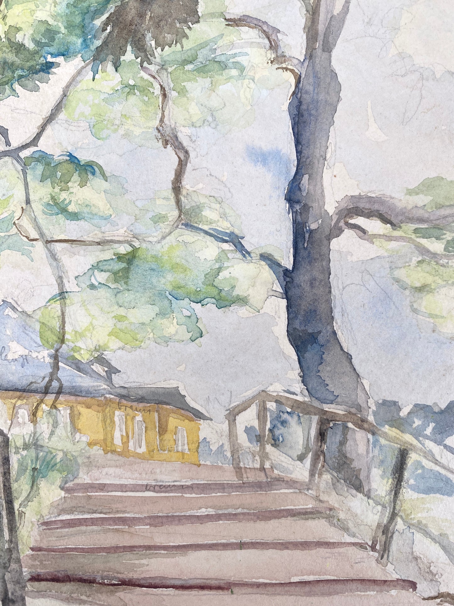 Spätsommermorgen im Ostsudetenland, signiertes Aquarell
