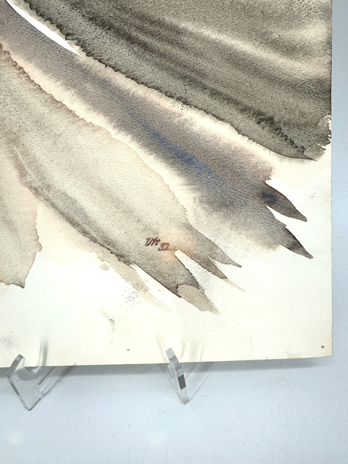 Gemälde einer deutschen Landstraße. Aquarell, Signiert.