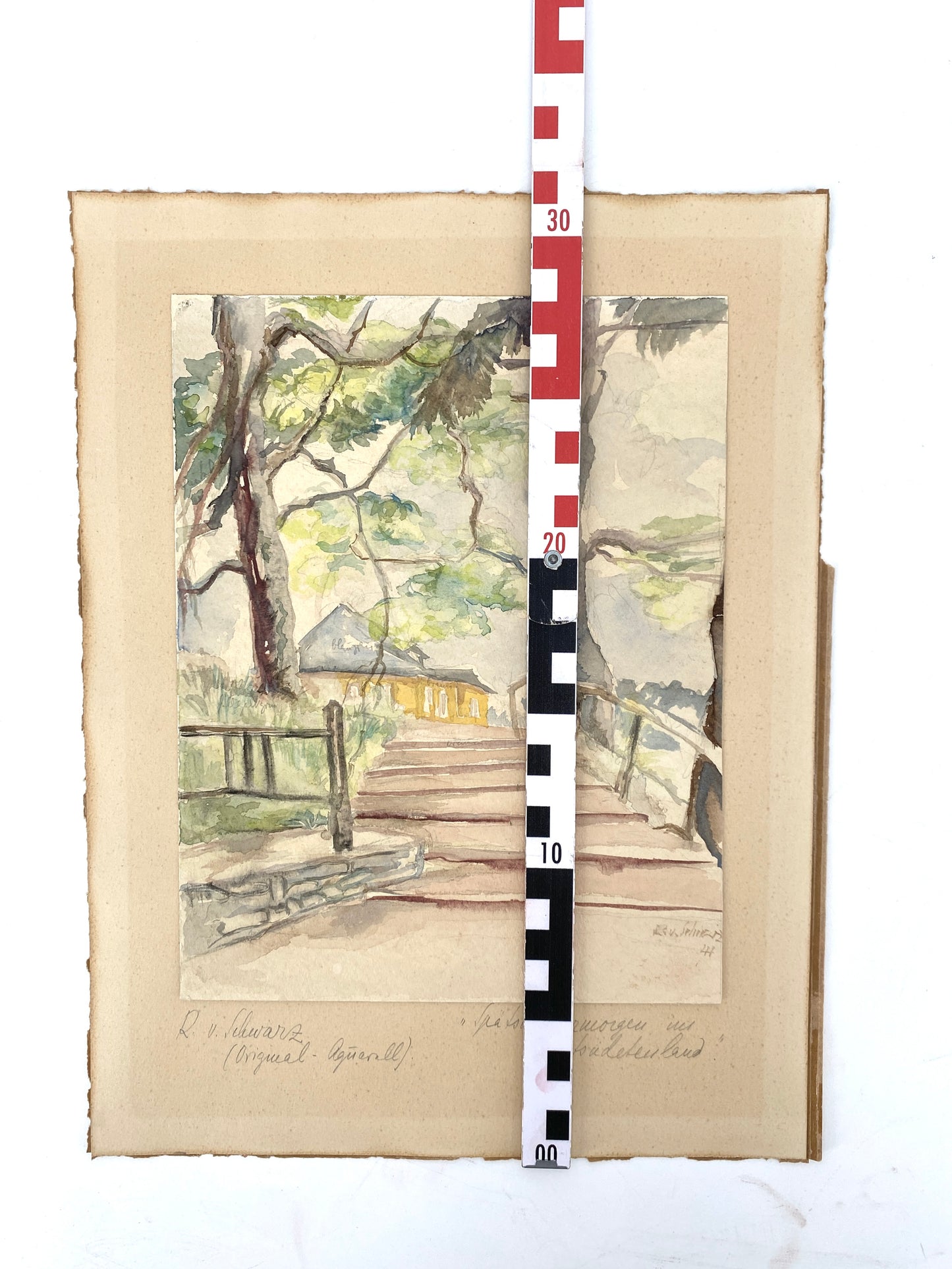 Spätsommermorgen im Ostsudetenland, signiertes Aquarell