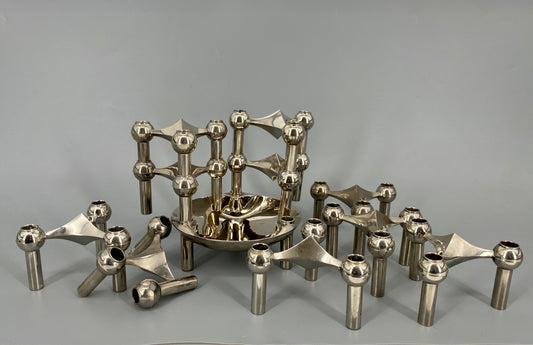 Konvolut an Designkerzenhaltern von Stoff und Nagel, Deutschland, 60er