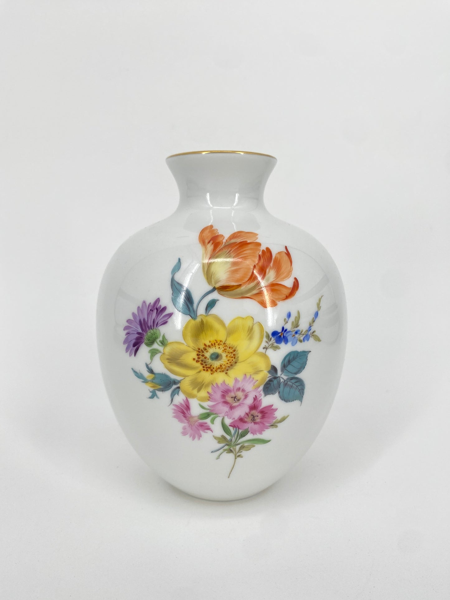 Porzellan Vase mit Blumenbouquet von Meissen, Deutschland 20.Jhd