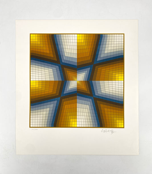 Grafik "Esthajnal" (Stern des Ostens) von Victor Vasarely mit Kaufbeleg, 1986