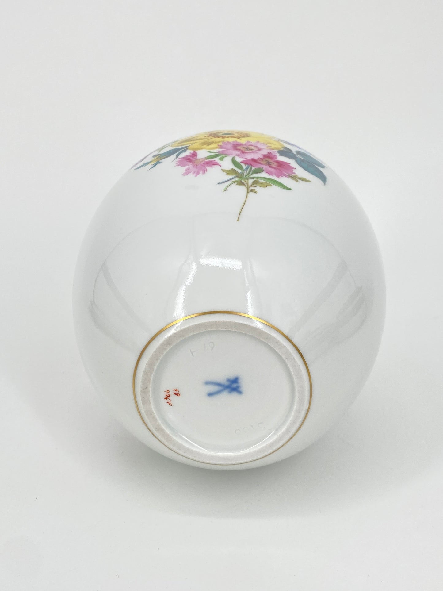 Porzellan Vase mit Blumenbouquet von Meissen, Deutschland 20.Jhd