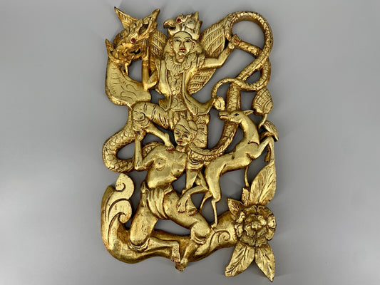 Wandrelief der mythologischen Figur Garuda, Thailand/Indonesien, vintage