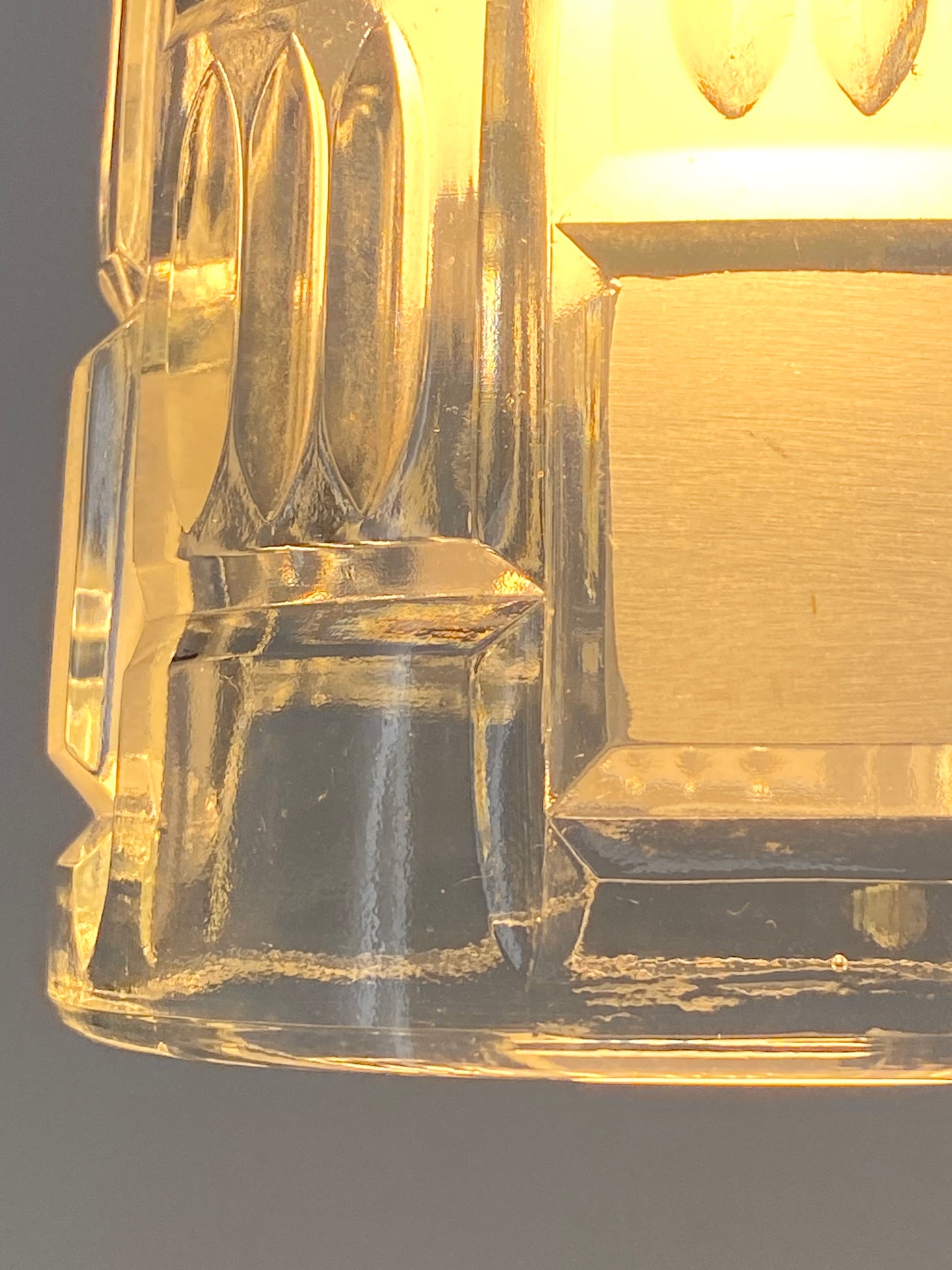 Vintage Hängelampe mit Reliefschliff von "Oberglas Austria", Österreich 1970er