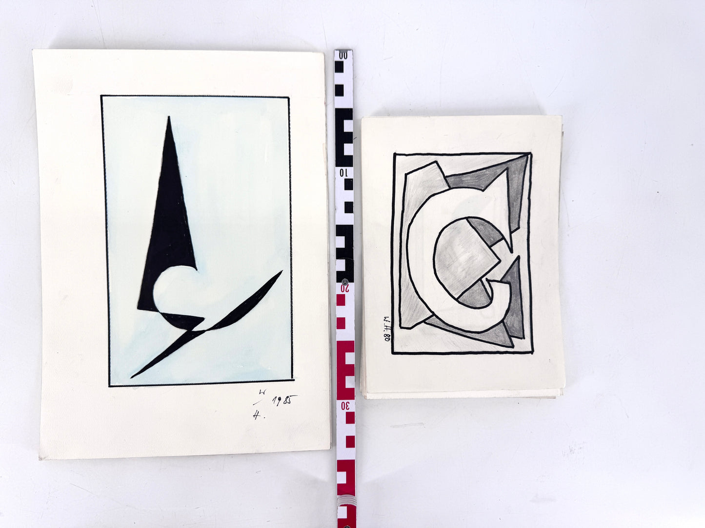 12x Zeichnungen, 16 Pakete. Abstrakte, zeitgenössische Kunst, Deutschland 1980er