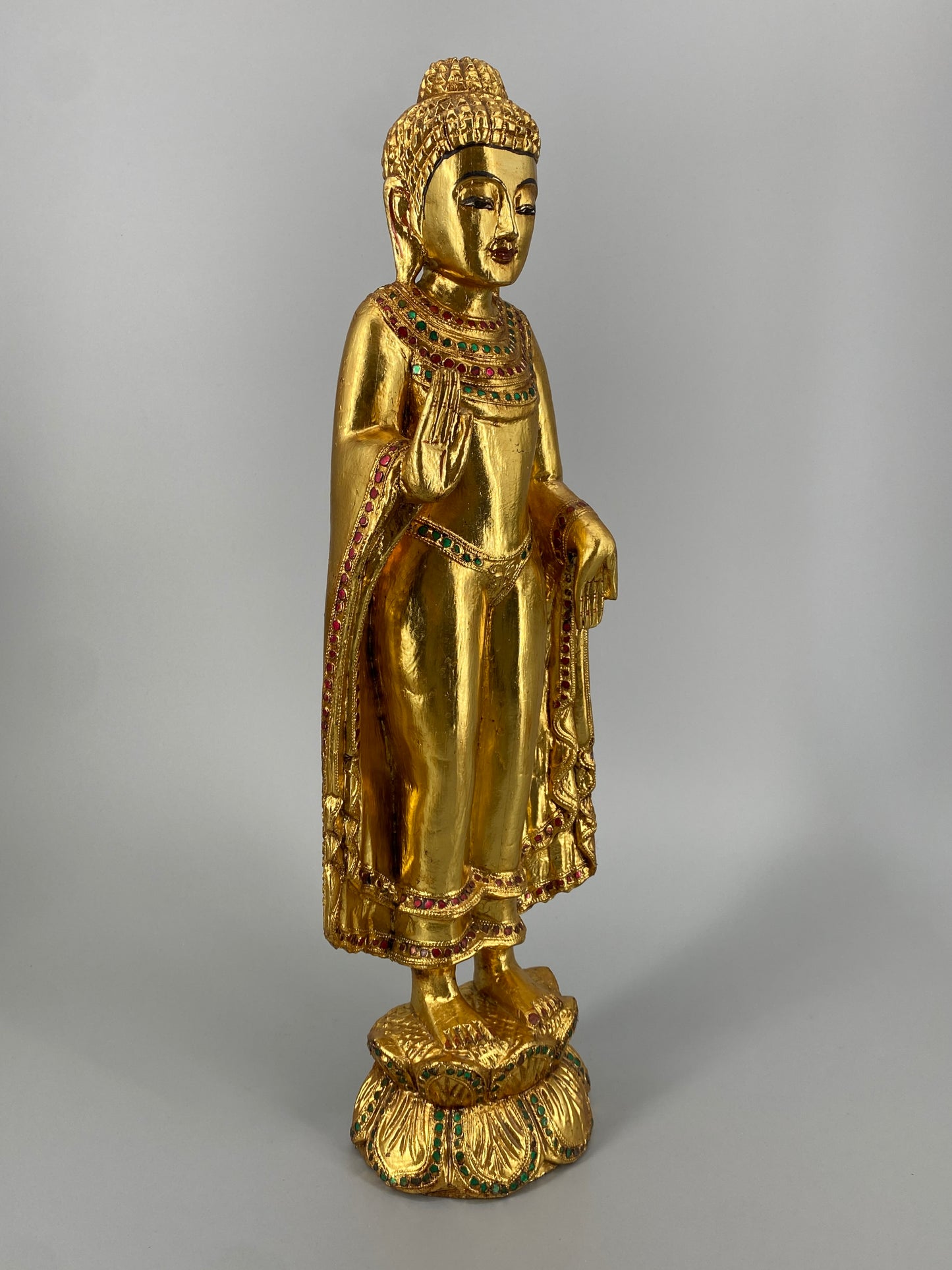 Set aus Buddah und Nat Holzfiguren, Burma und Thailand, vintage