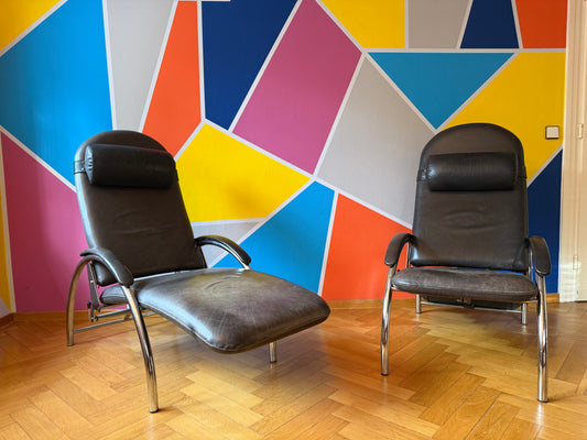 Ledersessel von Ingmar und Knut Relling, für RYBO, Norwwegen 1980er