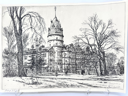Das Detmolder Schloss. Druckgrafik
