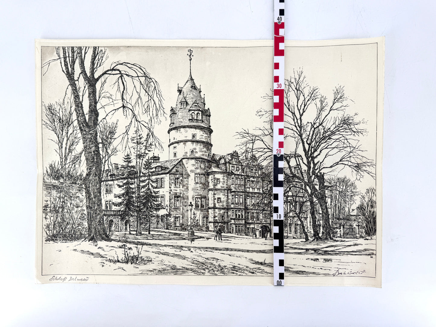 Das Detmolder Schloss. Druckgrafik