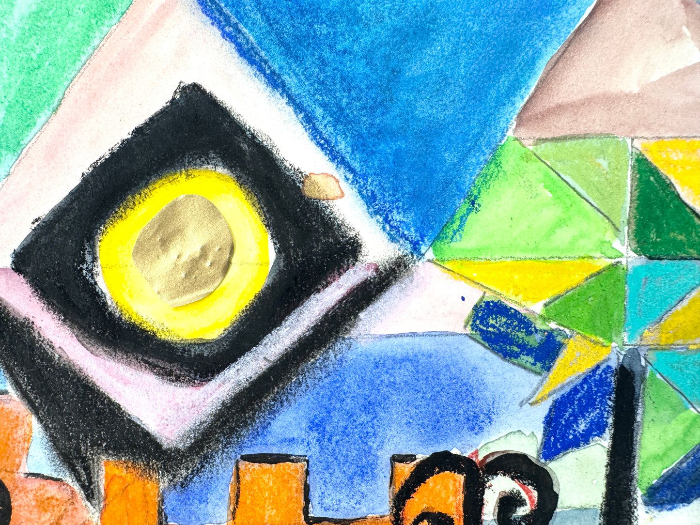 Die bunte Stadt. Mischtechnik im Stil Hundertwassers