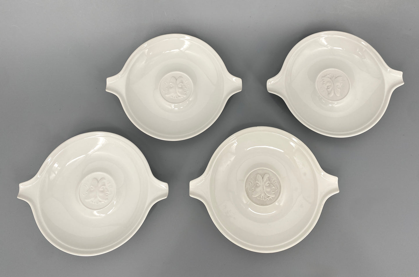 4x Porzellan Aschenbecher KPM Siegmund Schütz, Deutschland, 50er