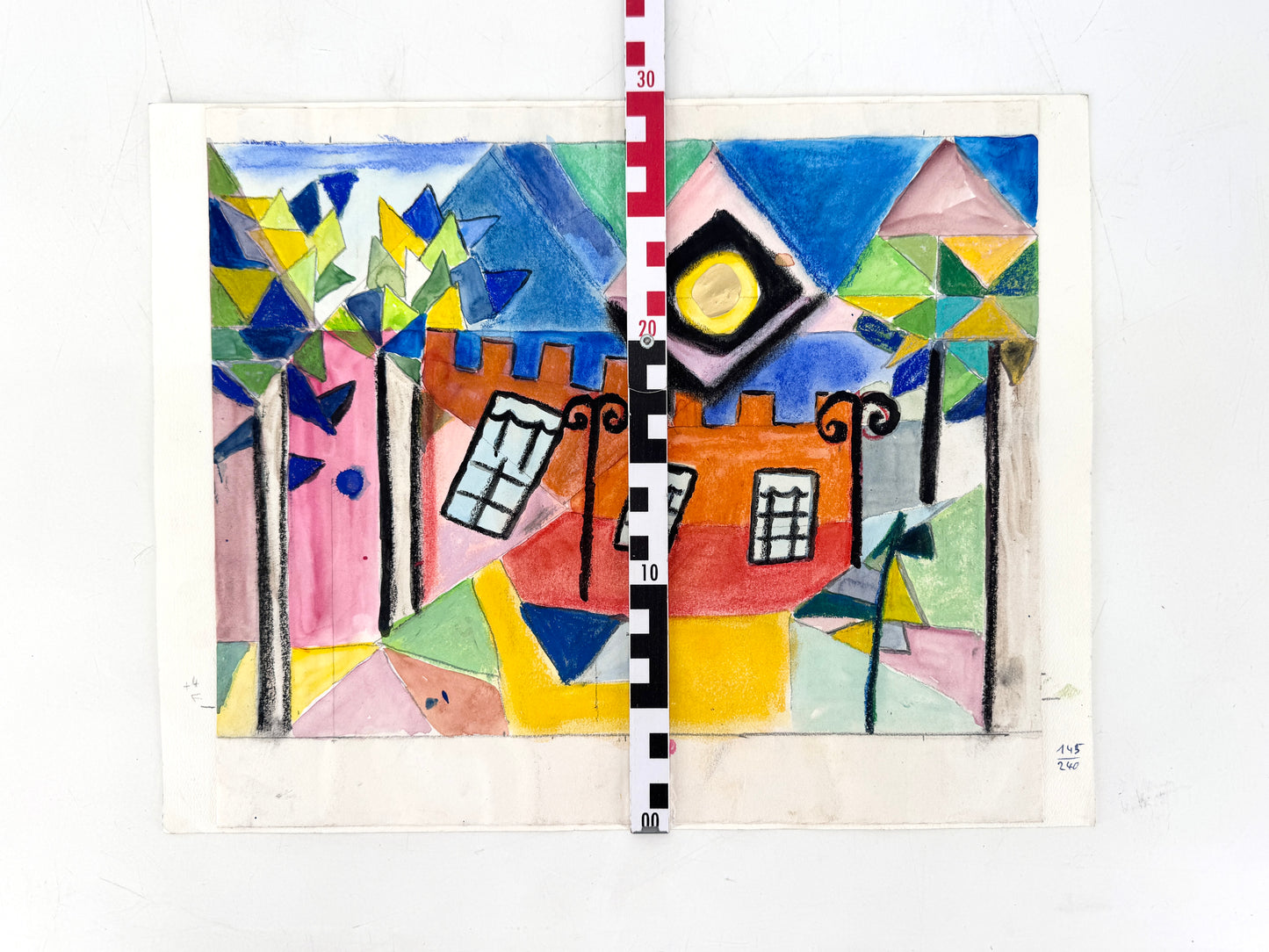 Die bunte Stadt. Mischtechnik im Stil Hundertwassers