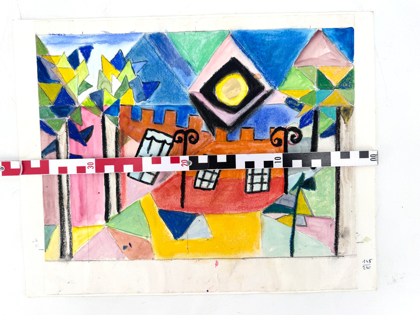 Die bunte Stadt. Mischtechnik im Stil Hundertwassers