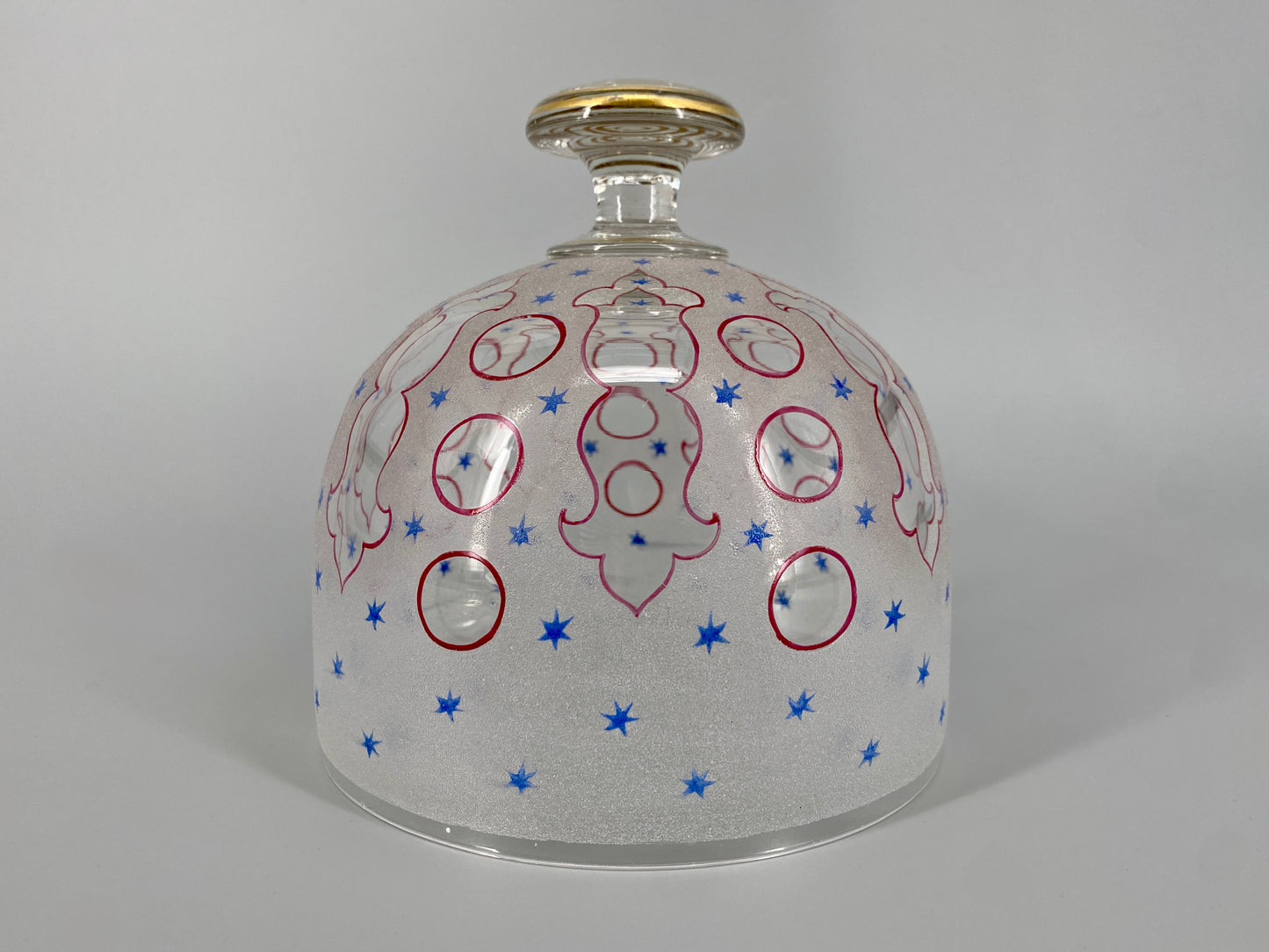 Servierteller mit Glasglocke aus Handarbeit, Vintage