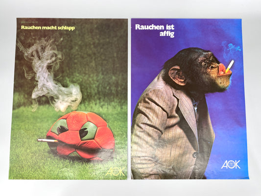 2x Anti-Raucher Plakate der AOK