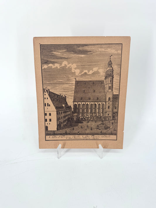 Der Thomaskirchhof in Leipzig. Kupferstich von Krügner (Repro)