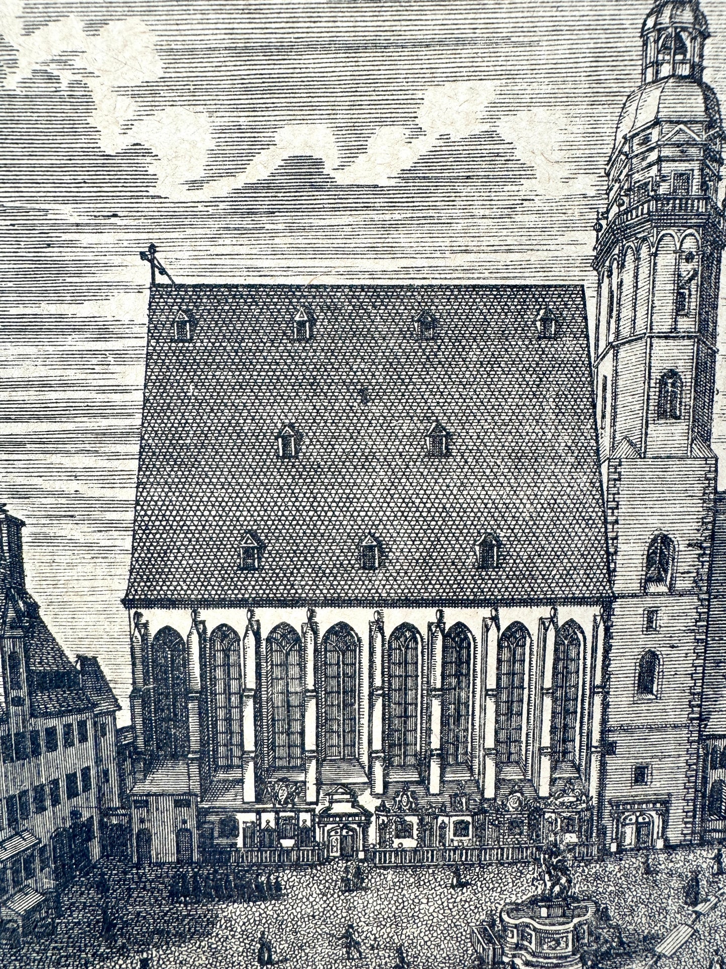 Der Thomaskirchhof in Leipzig. Kupferstich von Krügner (Repro)