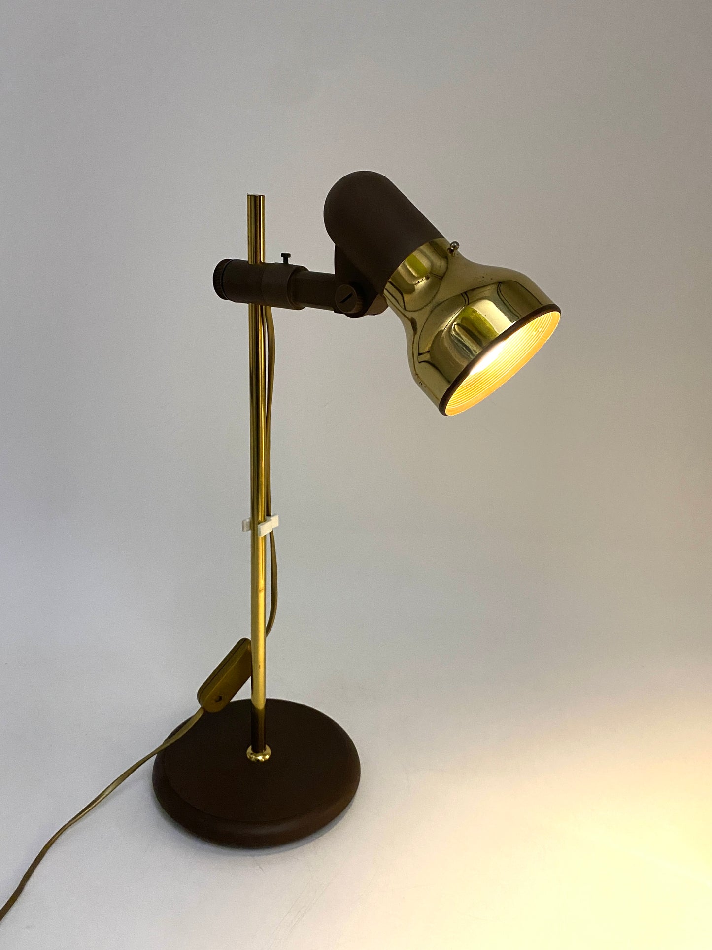 Tischlampe Messing Gold Braun, 70er